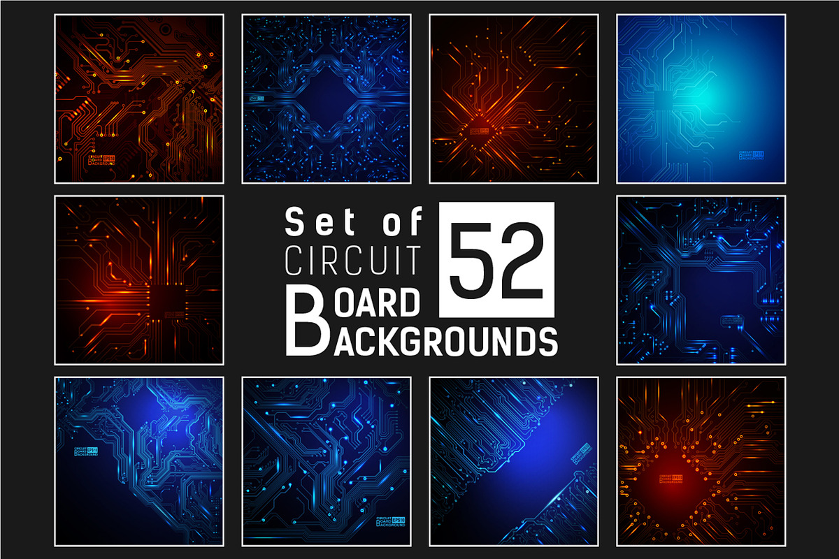 Set of 52 Circuit boards backgrounds, a Background Graphic by frost_newt (Photo 1 of 5)