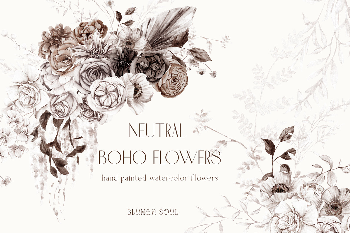 Neutral Boho Flowers, an Illustration by BlumenSoul (Photo 1 of 13)