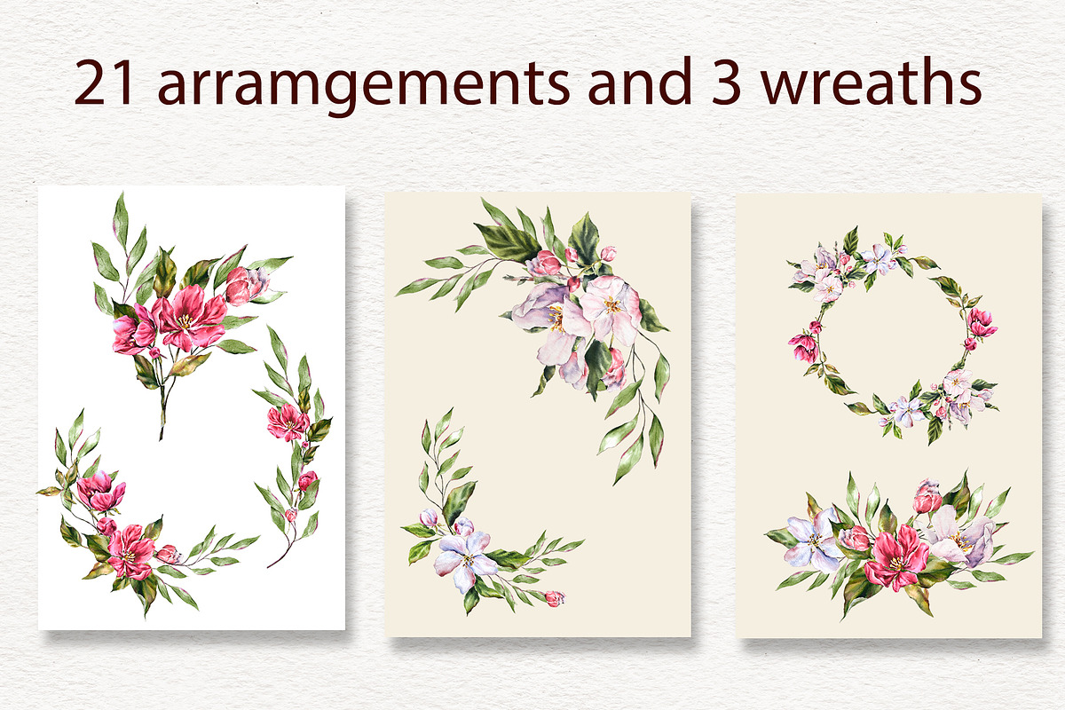 Apple tree flowers watercolor set, a Decorative Illustration by Lidia's watercolor world (Photo 3 of 9)