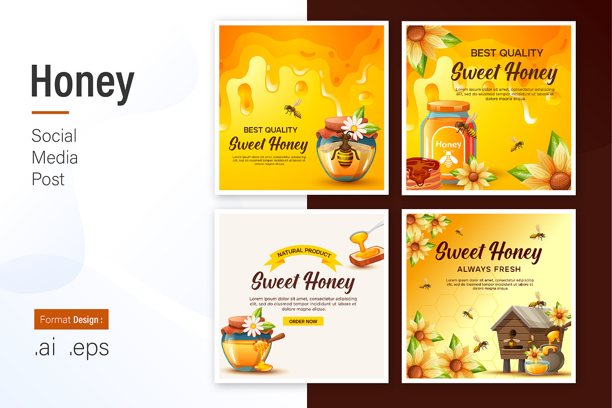 Honey Social Media Post Design, a Social Media Template by shin_std