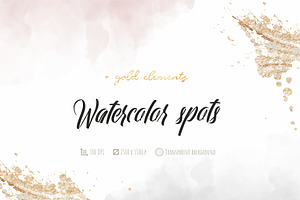 Watercolor Spots And Gold Elements