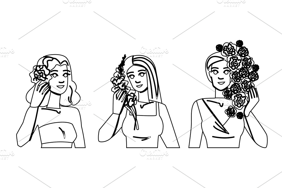 beauty flower woman makeup vector, a Person Illustration by pikepicture