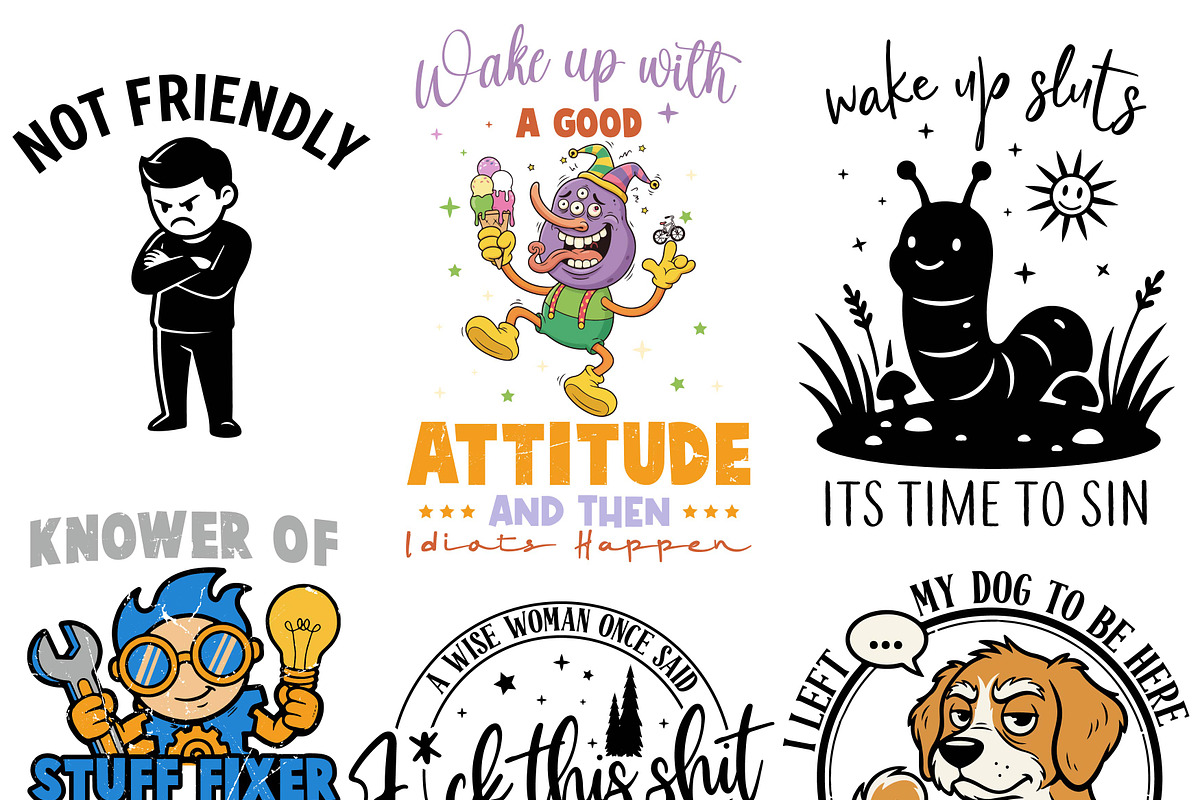 Funny Sarcastic Quote Graphic Bundle, an Object Graphic by vintage (Photo 2 of 3)