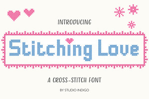 Stitching Love a cross-stitch font, a Font by Studio Indigo