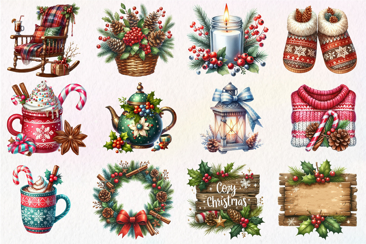 Cozy Christmas Sublimation Clipart, an Illustration by Dream Creation (Photo 2 of 5)