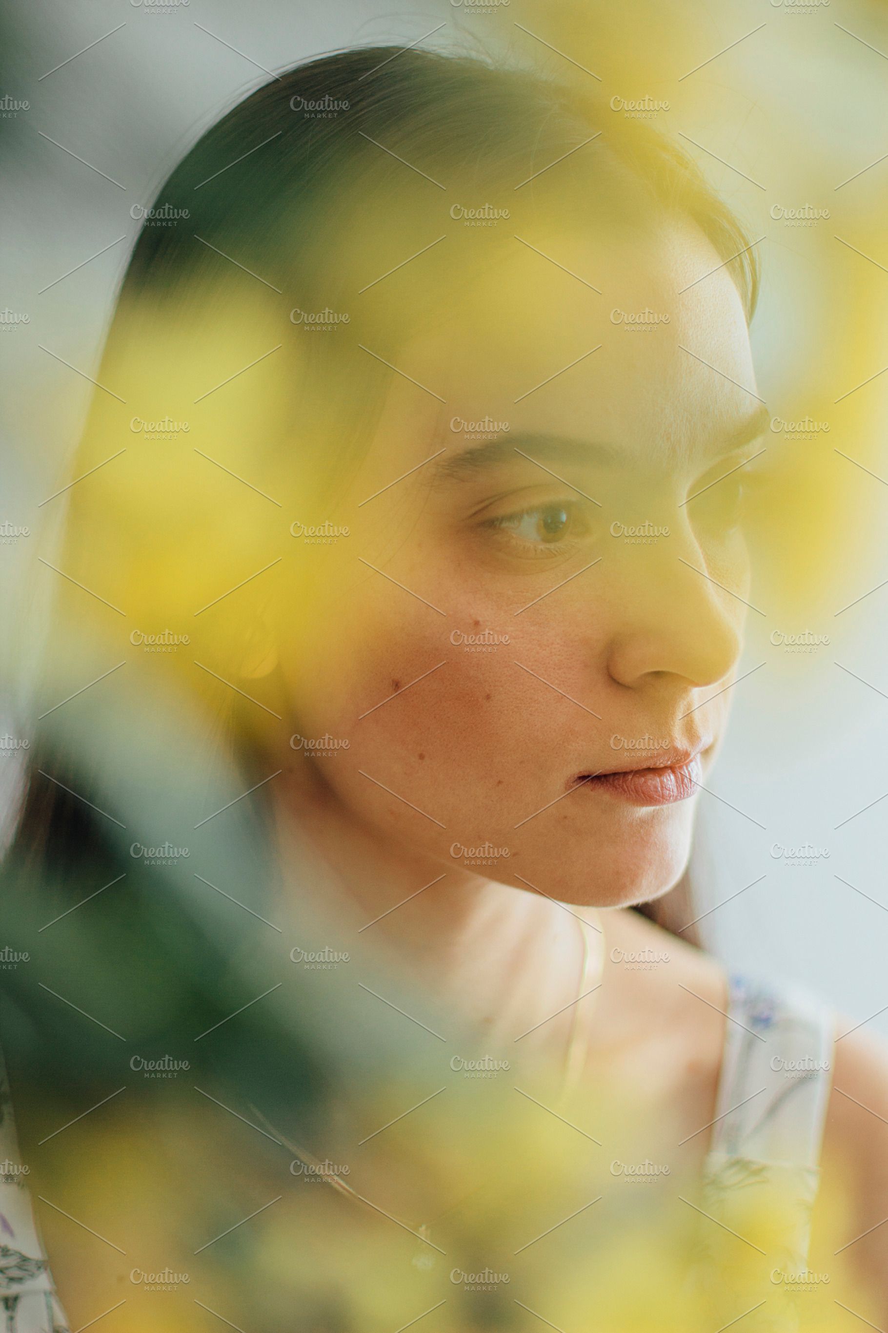 Portrait of a young woman in mirror stock photo containing woman and women, a Beauty & Fashion Photo by Mukuko Studio