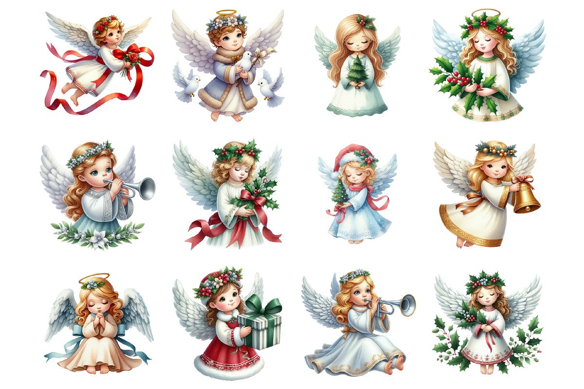 Christmas Angel Clipart Bundle, a Graphic by CitraGraphics (Photo 3 of 3)