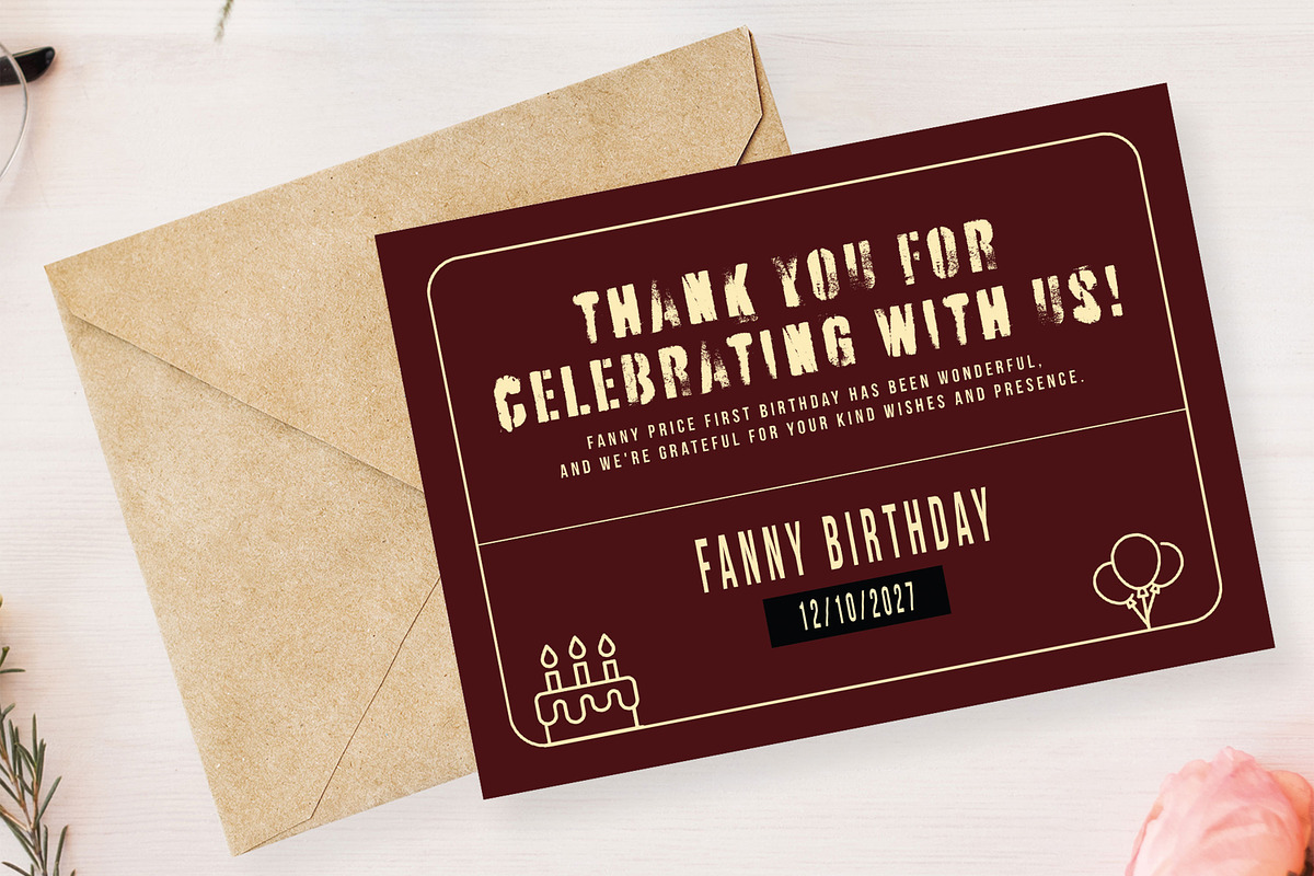 Birthday Thank You Card Celebration, a Card Template by MightyDesign (Photo 2 of 6)