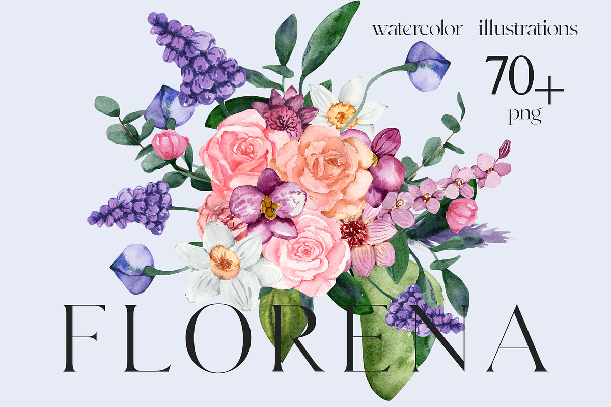 SALE! Florena watercolor floral, a Decorative Illustration by Julia Bogdan (Photo 1 of 10)