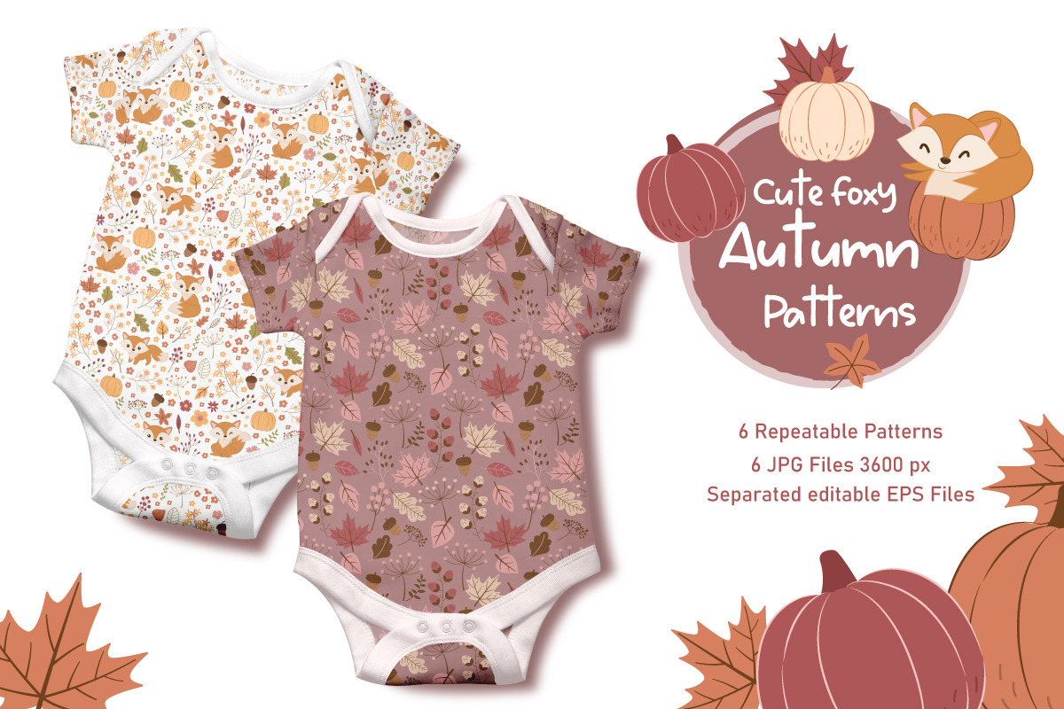Cute Little Foxy in Autumn Patterns, a Pattern Graphic by DrawStudio1988 (Photo 4 of 11)