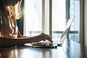 Woman using laptop