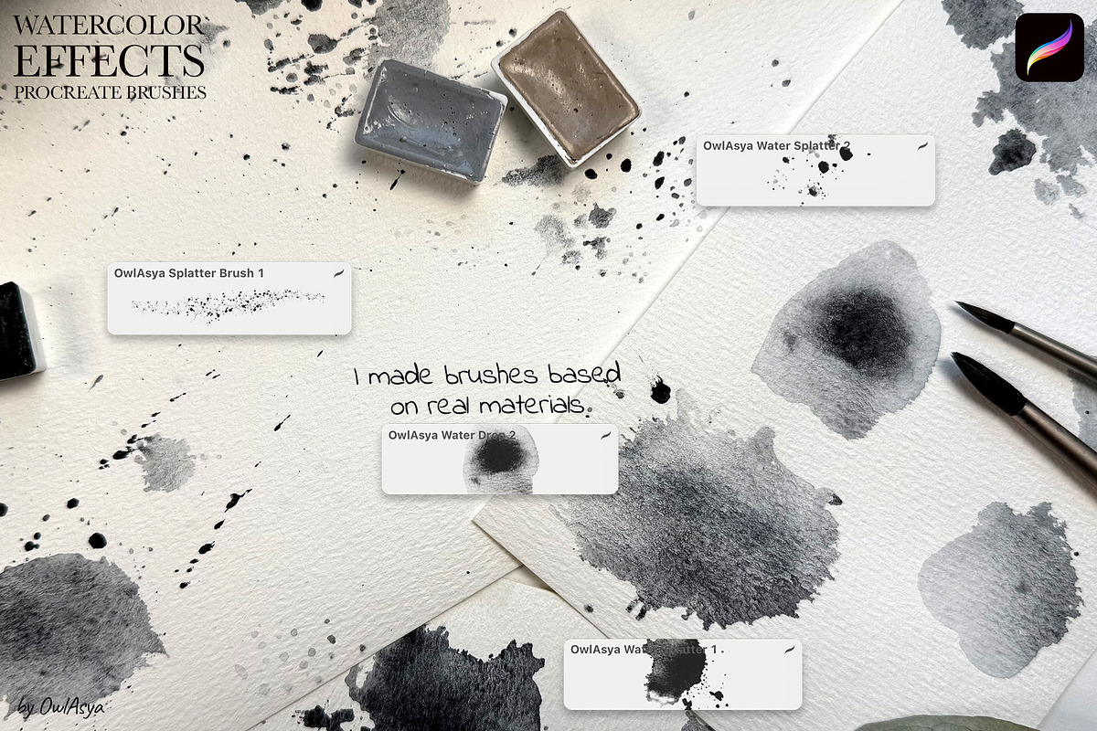 Watercolor Effects Procreate Brushes, a Brush Add-On by owlasya (Photo 5 of 7)