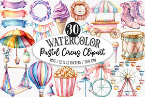 Pastel Circus Clipart, an Illustration by Designking