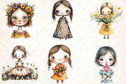 Flowers Girls Clipart Bundle, an Illustration by DreamCafeArt (Thumbnail 5 of 8)