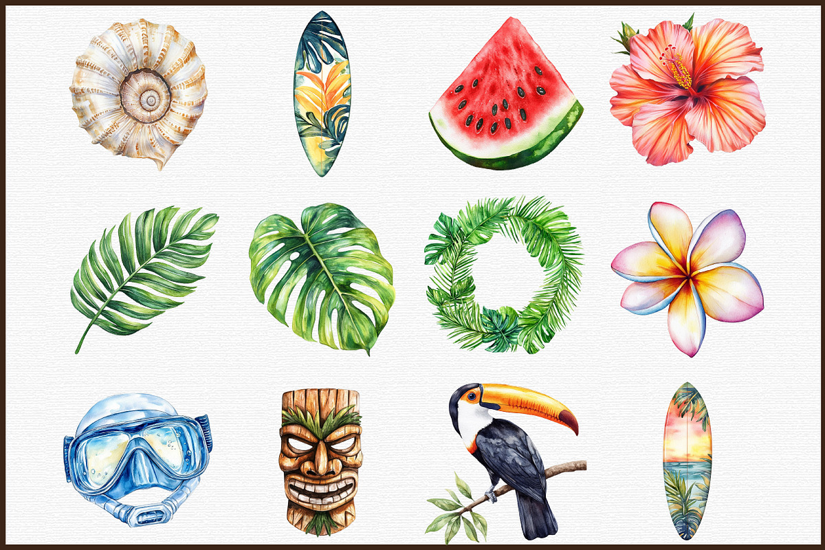 Tropical Watercolor Clipart Collecti, an Illustration by Sublimation Artist (Photo 3 of 6)