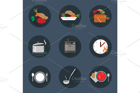 Cooking Process Icon Set.