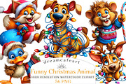 Funny Christmas Animal Clipart Bundl, an Illustration by DreamCafeArt (Thumbnail 1 of 8)