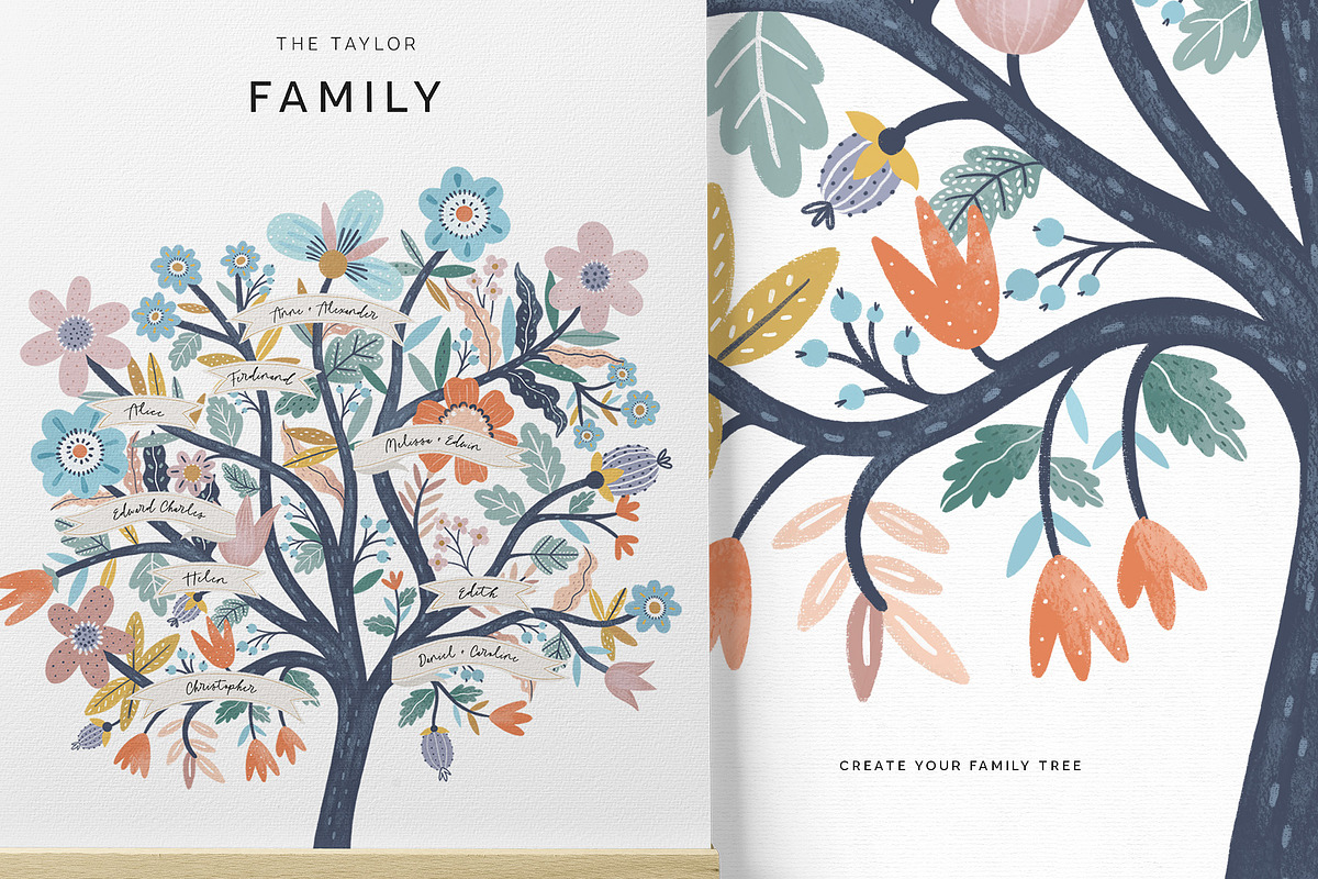 Summer mood. Family tree & Patterns, a Decorative Illustration by annartdreams (Photo 2 of 13)