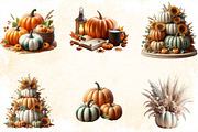 Watercolor Autumn Pumpkin Clipart Bu, an Illustration by SVGArt (Thumbnail 2 of 8)