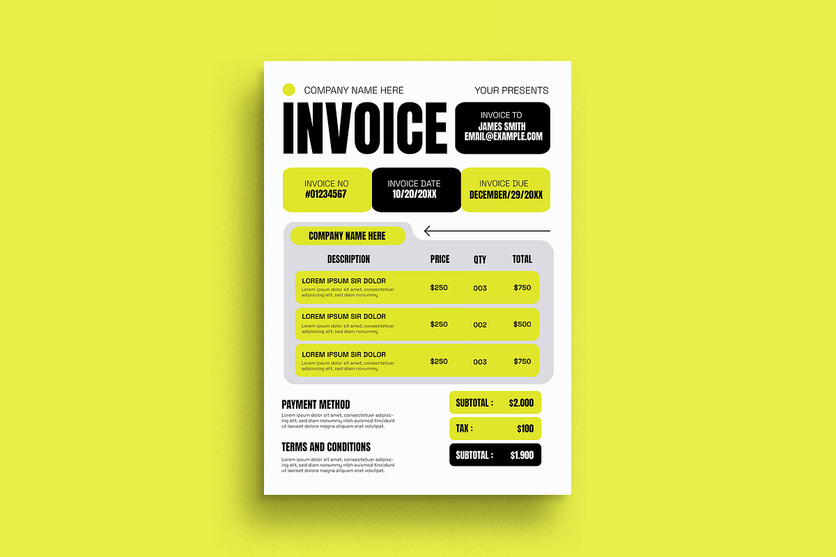 White Black Bold Minimalist Invoice, a Templates & Theme by graphicook (Photo 1 of 3)