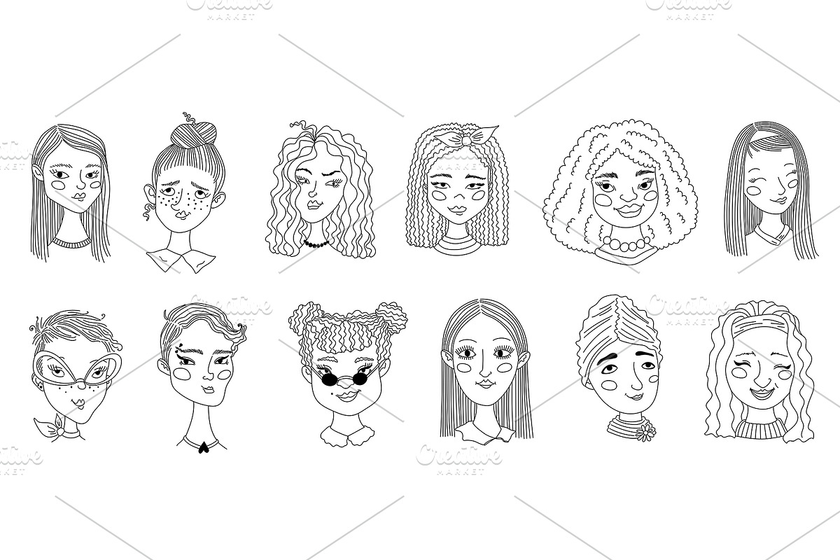 Women's Portraits Doodle Ink Pen Art, a Person Illustration by Chloe's Illustrations (Photo 1 of 3)