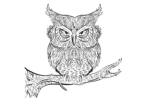 Gray Owl ornament black