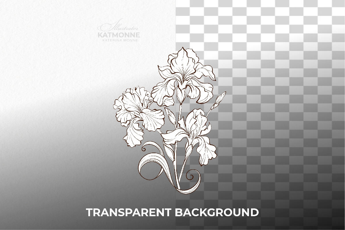 Iris Botanical Line Floral Vector, a Decorative Illustration by katmonne (Photo 7 of 14)