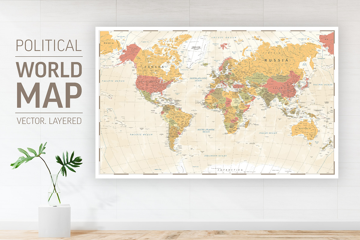 World Map Vector. Political Worldmap, an Education Illustration by PorcuPen Works (Photo 6 of 6)