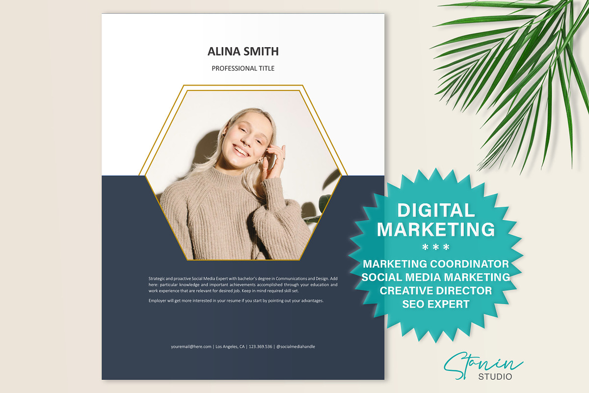 Digital Marketing Resume Template, a Resume Template by Stanin Studio (Photo 1 of 10)