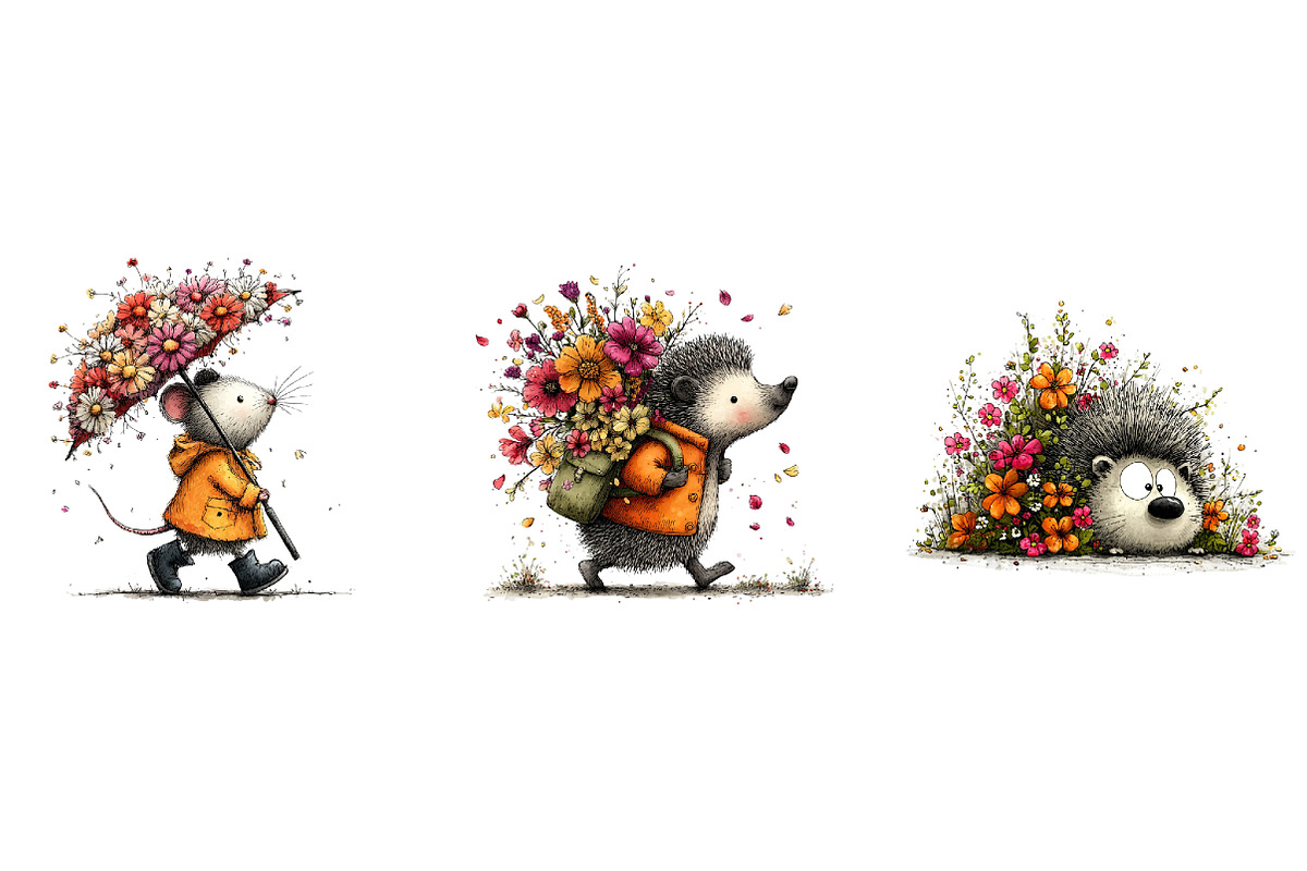 Woodland Animals Spring Floral Clipa, an Illustration by Dream Creation (Photo 5 of 5)