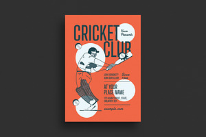 Retro Cricket Ball Club Event Flyer, a Flyer Template by Guuver
