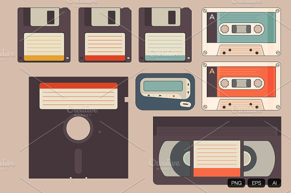 8 Vintage Storage Vector Icon