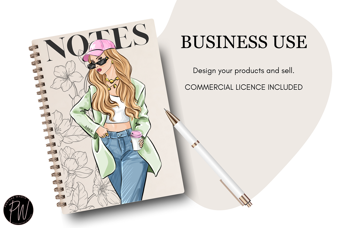 Fashion girls 60 clipart PNG, a Person Illustration by Parinaz Wadia Design (Photo 9 of 11)