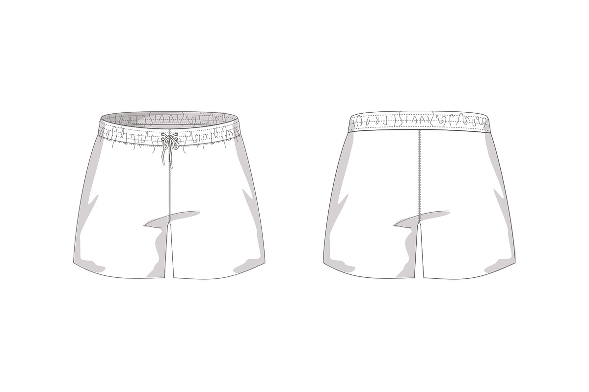 Swim Shorts Fashion Flat Template, a Templates & Theme by flat fashion