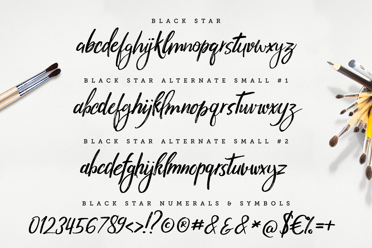 Black Star : 3 Sets + Sans, a Script Font by Rad Fonts (Photo 13 of 14)