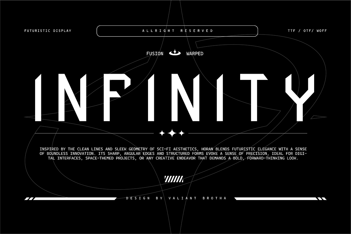 VB Horen - Futuristic Display Font, a Sans Serif Font by VALIANTBROTHA (Photo 9 of 11)