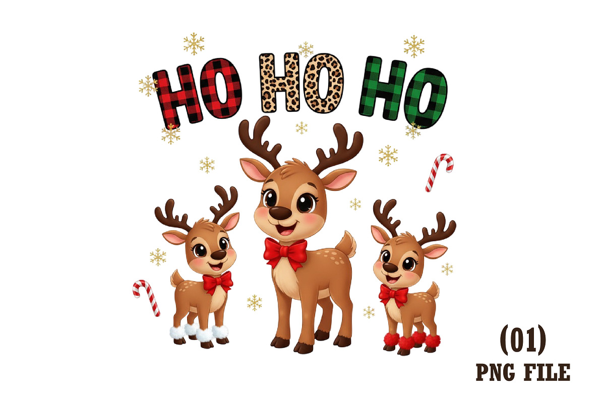 HO HO HO Reindeer PNG, an Illustration by DreamArtGraphic (Photo 1 of 5)