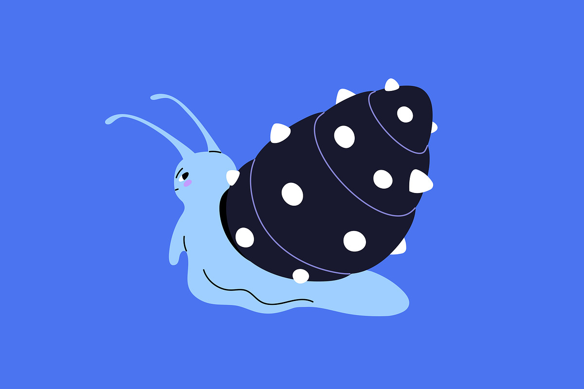 Cute, funny snails set + backgrounds, an Animal Illustration by PaperTrident (Photo 11 of 26)
