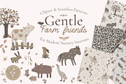 Farm Friends Neutral Nursery Clipart, an Animal Illustration by PenguinArtStudio (Thumbnail 1 of 10)