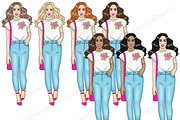 Flowers Girls Clipart, a Person Illustration by GlamArtZhanna (Thumbnail 2 of 4)