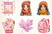 Watercolor Pink Fall Autumn Clipart, an Illustration by Rose Art (Thumbnail 2 of 4)