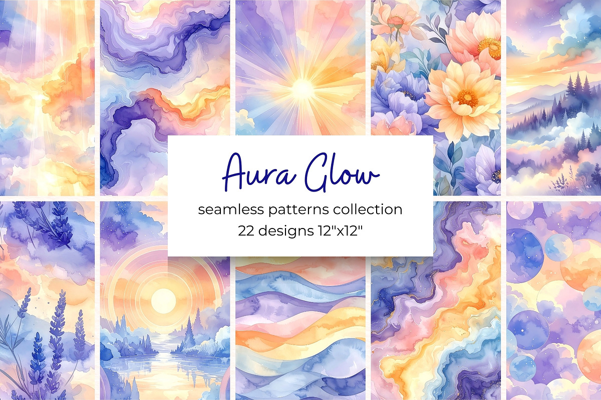 Aura Glow Pastels Seamless Patterns, a Pattern Graphic by Anna Design Studio (Photo 1 of 6)