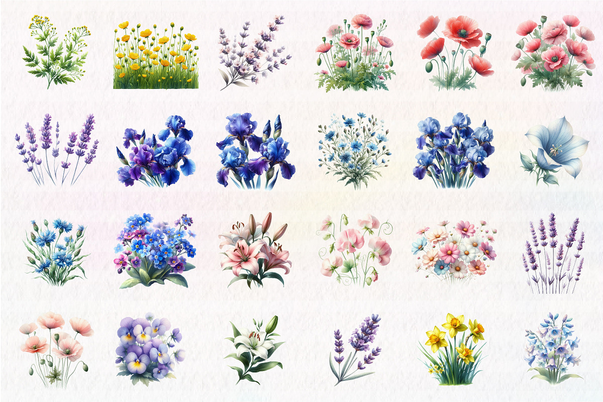 Wild Flowers,Spring Flowers Png, an Illustration by CreationArt (Photo 2 of 5)