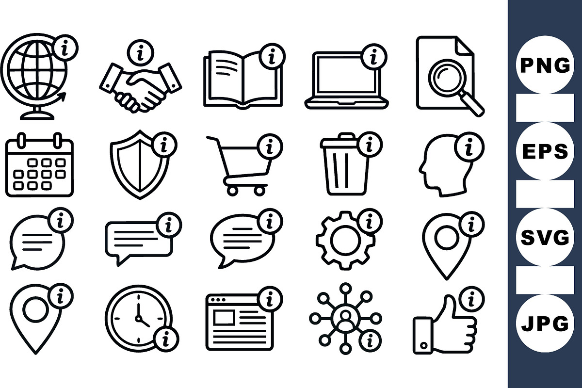 Info Icon Line Art Set, an Illustration by designvectx (Photo 1 of 3)