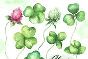Watercolor clovers clipart, an Illustration by OlDm_Shop (Thumbnail 2 of 6)
