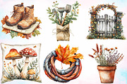 Watercolor Autumn Garden Clipart PNG, an Illustration by Canvas Craft (Thumbnail 2 of 3)