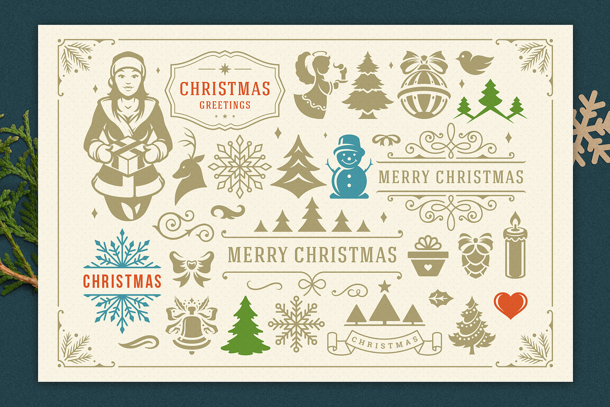 Christmas Retro Design Bundle, a Poster Template by Vasya Kobelev (Photo 9 of 11)