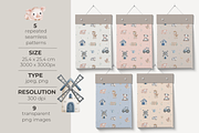 Farm Animals & Tractor Pattern Set, a Pattern Graphic by tetiartline (Thumbnail 2 of 8)