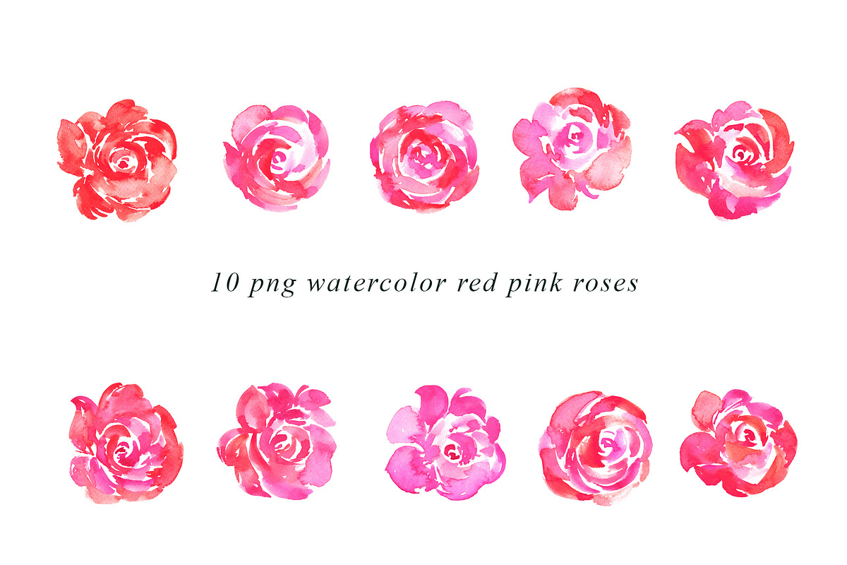 Pink Roses Watercolor Clipart PNG, an Illustration by Heartmade by Claudia (Photo 2 of 2)