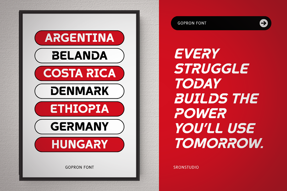 Gopron - Modern Sporty Font, a Sans Serif Font by Sronstudio (Photo 10 of 18)